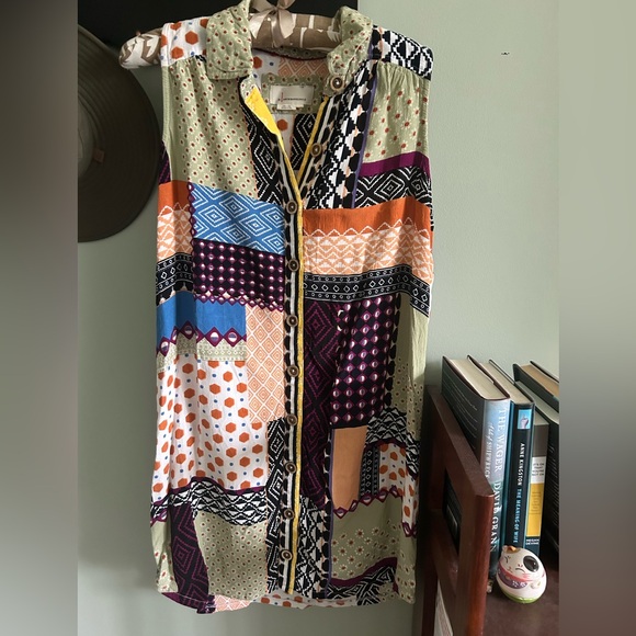 Anthropologie Everyway Shirt Dress Sleeveless Patchwork Collared Button - Picture 13 of 15